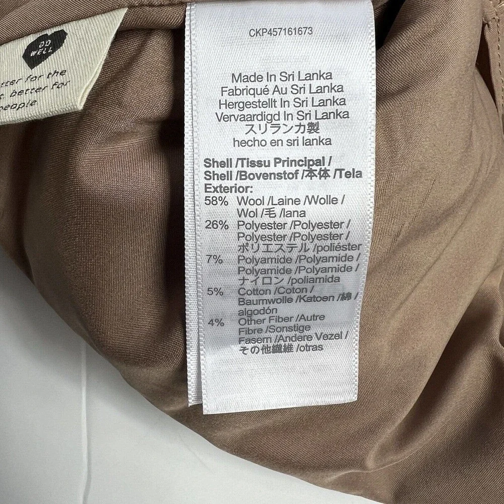 Madewell Zip Front Windowpane Mini Skirt Size 6 NWT Camel Brown Wool